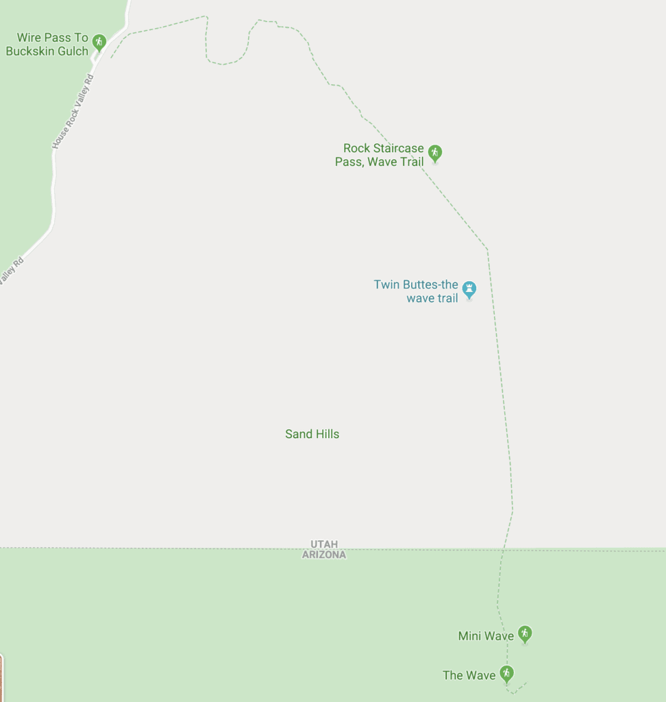亚利桑那州的海浪徒步旅行地图