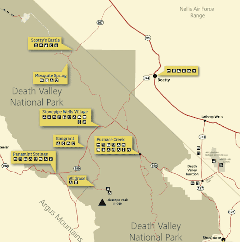 死亡谷地图//通过这3天的死亡谷行程和自驾游提示，体验死亡谷国家公园的最佳风光。