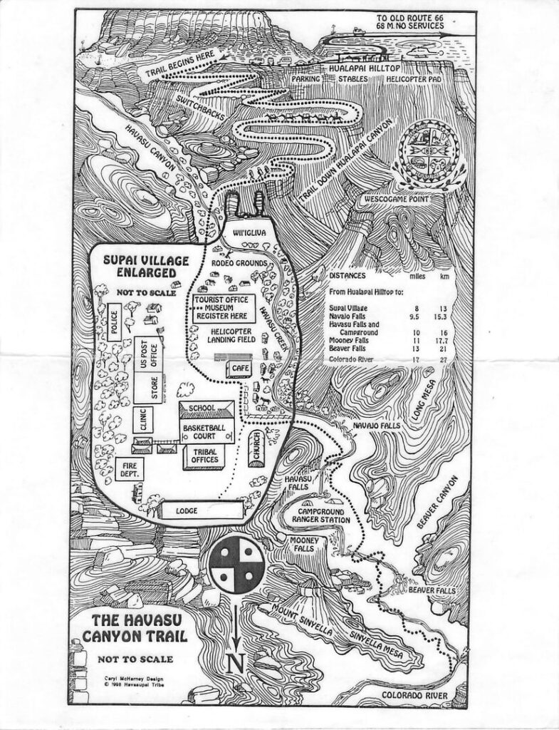 Trail map of Havasuapi hike