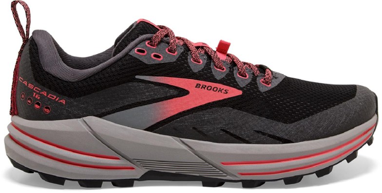 粉色和黑色的布鲁克斯卡斯卡迪GTX小径跑鞋
