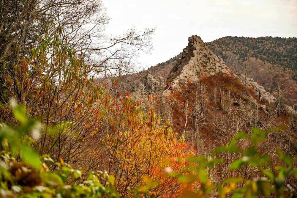 在烟山国家公园的烟囱顶部的岩石尖顶