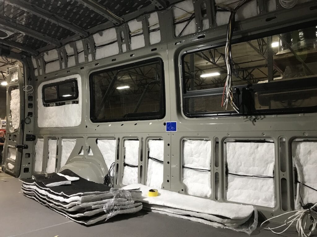 Insulation in the walls of a Sprinter Van